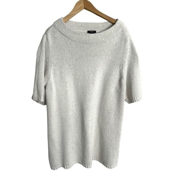 Talbots Woman Short Sleeve Knit Sweater Ivory Plus Size 1X Minimalist Neutral - Picture 1 of 6